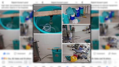 बाल्टी में डालकर किया जा रहा है जीवाणुमुक्त