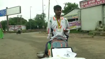 Even as India celebrates Asian Games success, national level para athlete seen begging on streets