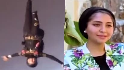 ആകാശത്തില് ബാലെ നൃത്തം കളിക്കുന്ന യുവതി