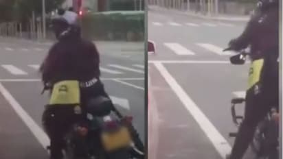 ട്രാഫിക് സിഗ്നലില് വനിതാ ബൈക്കറുടെ ഉഗ്രന് 'പ്രകടനം'; കയ്യടി നേടി വീഡിയോ