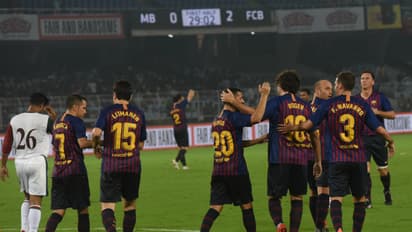 ‘Clash of legends’: Barcelona win match and hearts against Mohun Bagan in Kolkata