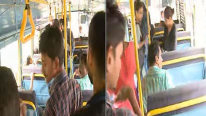 ശബരിമല: നിലയ്ക്കലില് വാഹനങ്ങള് തടയുന്നു; പ്രതിഷേധക്കാര് ബസില്കയറി സ്ത്രീകളെ ഇറക്കിവിട്ടു