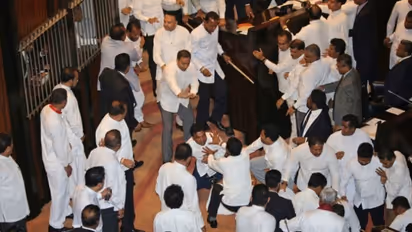 Sri Lankan political crisis intensifies as ministers fight in Parliament over PM dispute