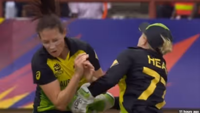 Watch: Alyssa Healy-Megan Schutt’s nasty collision during Women’s World T20 match against India