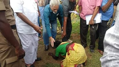 மத்தியக்குழு அதிகாரிகளின் காலில் விழுந்து கதறிய தென்னை விவசாயிகள்!!!