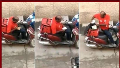 ഡെലിവറി ബോയ് വഴിയില് വെച്ച് ആ ഭക്ഷണം തുറന്ന് കഴിച്ചു - വീഡിയോ