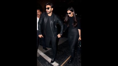 एयरपोर्ट पर ऑल ब्लैक लुक में नजर आए दीपवीर, देखिए तस्वीरें