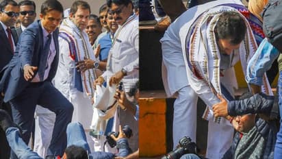 கீழே விழுந்த ஃபோட்டோகிராபரை கை தூக்கிவிட்ட ராகுல்… வைரலாகும் வீடியோ !!