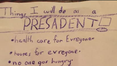 അമേരിക്കൻ പ്രസിഡന്റായാൽ എന്തൊക്കെ ചെയ്യും? വൈറലായി എട്ടുവയസ്സുകാരിയുടെ കുറിപ്പ്