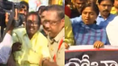 బీజేపీ బస్సుయాత్రలో రభస: టీడీపీ ఎమ్మెల్యే అరెస్ట్