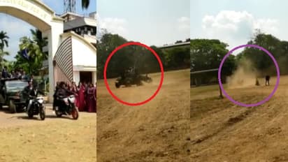 കോളേജ് ക്യാംപസിൽ ജീപ്പിൽ അഭ്യാസപ്രകടനം; തെറിച്ച് വീണ് പരിക്കേറ്റത് രണ്ട് വിദ്യാർഥികൾക്ക് - വീഡിയോ