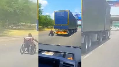 ಅಯ್ಯಯ್ಯೋ ಇದೆಂಥಾ ಸಾಹಸ!  ಟ್ರಕ್ ಹಿಡಿದು ವೀಲ್ ಚೇರ್‌ನಲ್ಲಿ ಹೋದ ಯುವಕ