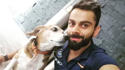 ತವರಿಗೆ ತಲುಪಿದ ವಿರಾಟ್ ಕೊಹ್ಲಿ ಮುದ್ದಿನ ನಾಯಿ ಜೊತೆ ಸೆಲ್ಫಿ!