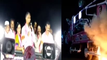 ప్రచారంలో అపశృతి: హరీష్ రావుకు తప్పిన ప్రమాదం