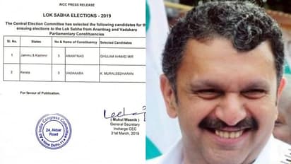 വടകരയിൽ കെ മുരളീധരന്റെ സ്ഥാനാർത്ഥിത്വം പ്രഖ്യാപിച്ചു; നാളെ പത്രിക സമർപ്പിക്കും