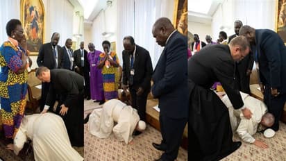 ಶಾಂತಿಗಾಗಿ ರಾಜಕೀಯ ನಾಯಕರ ಕಾಲಿಗೆ ಮುತ್ತಿಟ್ಟ ಪೋಪ್ ಫ್ರಾನ್ಸಿಸ್