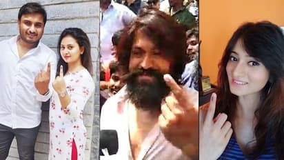 In Pics: Sandalwood stars Sudeep, Yash, Darshan, Shivarajkumar, Ragini, Amulya cast their votes in Bengaluru