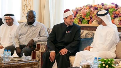 ന്യൂസീലന്ഡ് ഭീകരാക്രമണം നടന്ന പള്ളികളിലെ ഇമാമുമാരെ സ്വീകരിച്ച് അബുദാബി കിരീടാവകാശി