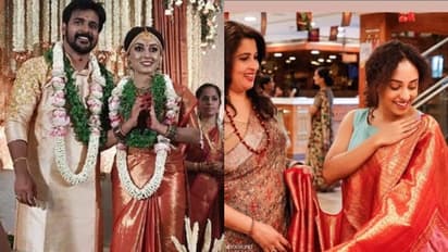 ചില്ലി റെഡ്  കാഞ്ചീപുരം സാരിയില്‍ പേളി; സാരിയിലുമുണ്ട് ഒരു സര്‍പ്രൈസ്