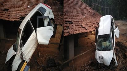 ತೀರ್ಥಹಳ್ಳಿ: ರಸ್ತೆಯಿಂದ ಮನೆ ಮಾಡಿಗೆ ಜಿಗಿದ ಕಾರು