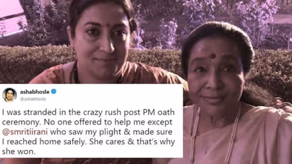 Minister Smriti Irani turns Good Samaritan for Asha Bhosle
