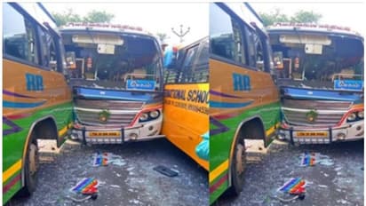 നേര്ക്ക് നേരെ കൂട്ടിയിടിക്കുന്ന ബസുകള്, ഞെട്ടിക്കുന്ന വീഡിയോ!