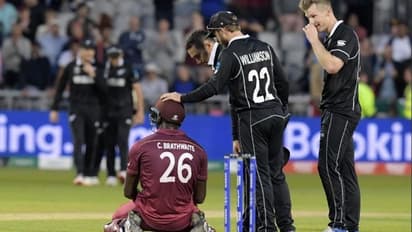 ബ്രാത്ത്വെയ്റ്റ് പൊരുതി, പക്ഷെ ഭാഗ്യം തുണച്ചില്ല: ലോകകപ്പിൽ വിന്റീസിന് അഞ്ച് റൺസിന്റെ തോൽവി