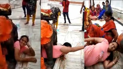 ಹರಕೆ ಈಡೇರಿಸಲು ಹೋಗಿ ಆನೆ ಮೂರ್ತಿ ಮಧ್ಯೆ ಸಿಲುಕಿದ ಪುಣ್ಯಾತ್ಗಿತ್ತಿ!