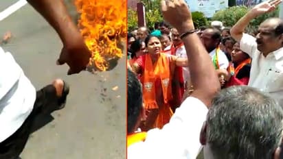 ಸಿಎಂ ಪ್ರತಿಕೃತಿಗೆ ಬೆಂಕಿ: 4 ಬಿಜೆಪಿ ಕಾರ್ಯಕರ್ತರಿಗೆ ಗಾಯ, ಓರ್ವನ ಸ್ಥಿತಿ ಗಂಭೀರ