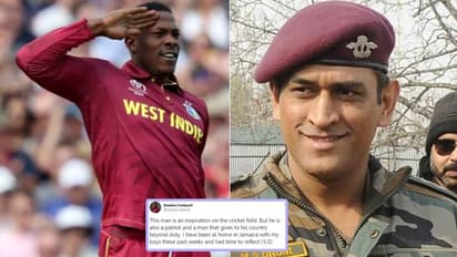 ಧೋನಿಗೆ ಸಲ್ಯೂಟ್ ಹೊಡೆದ ವಿಂಡೀಸ್ ವೇಗಿ ಕಾಟ್ರೆಲ್!