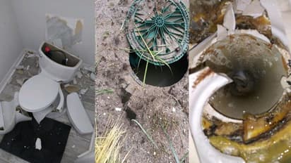 ഇടിമിന്നലില് ടോയ്ലെറ്റ് പൊട്ടിത്തെറിച്ചു, ആളപായമില്ല; ഞെട്ടിക്കുന്ന ചിത്രങ്ങള്