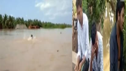 గోదావరి వరదలో ముగ్గురు యువకులు గల్లంతు: ఒకర్ని కాపాడిన పోలీస్