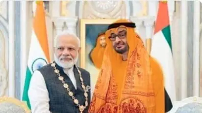 Fact Check: ಮೋದಿ ಭೇಟಿ ವೇಳೆ ಕೇಸರಿ ಬಟ್ಟೆ ಧರಿಸಿದ್ರಾ ದುಬೈ ರಾಜಕುಮಾರ?