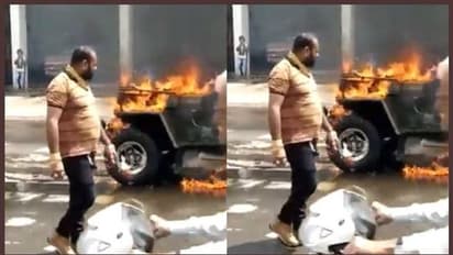 ടിക് ടോക് വീഡിയോയ്ക്ക് വേണ്ടി നടുറോട്ടില് ജീപ്പിന് തീയിട്ട് യുവാവ്