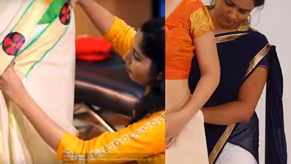 ഓണത്തിന് രണ്ട് മിനിറ്റില് സാരിയുടുക്കാം- വീഡിയോ