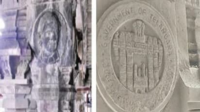 యాదాద్రి ఆలయ స్తంభాలపై తొలగించిన చిహ్నాలివే