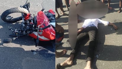 அந்தரத்தில் தூக்கி வீசப்பட்ட இருசக்கர வாகனம்... சம்பவ இடத்திலேயே துடிதுடித்து உயிரிழந்த கல்லூரி மாணவர்..!