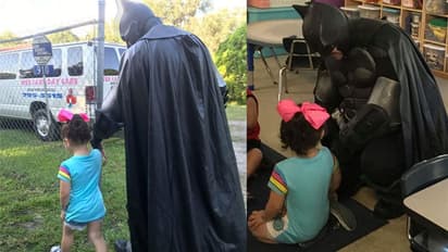 'ബാറ്റ്മാന് വരുമെന്ന് പറഞ്ഞു, വന്നു'; കൂട്ടുകാര് ഉപദ്രവിക്കുന്നു, മൂന്നുവയസ്സുകാരിക്ക് രക്ഷകനായി ബാറ്റ്മാന്