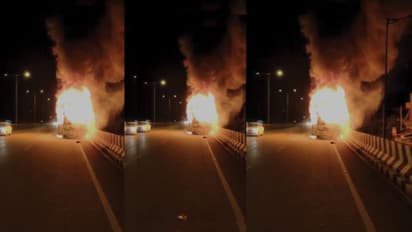 ನೋಡುತ್ತಿದ್ದಂತೆ ಕ್ಷಣಾರ್ಧದಲ್ಲಿ ಹೊತ್ತಿ ಉರಿದ ಬೆಂಗಳೂರಿಗೆ ಬರುತ್ತಿದ್ದ ಬಸ್