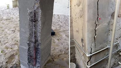 కాకినాడలో బీటలు వారుతున్న అపార్ట్మెంట్: ఖాళీ చేసిన జనం