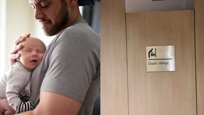 വിമാനത്താവളത്തിലെ പുരുഷന്മാരുടെ വിശ്രമമുറിയിൽ ഡയപ്പർ മാറ്റുന്നതിനായി ഇടം;  ചിത്രം വൈറലായി