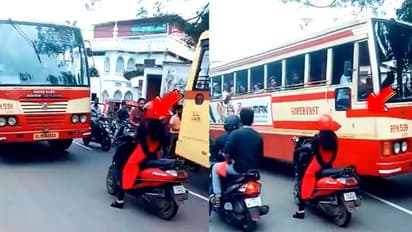 "അമ്പടി കേമീ...!" ബസ് ഡ്രൈവര്ക്ക് മുന്നില് നെഞ്ചുവിരിച്ച് യുവതി, കയ്യടിച്ച് ജനം