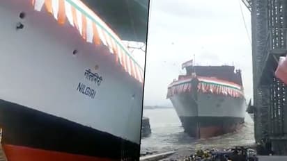Defence minister Rajnath Singh launches warship Nilgiri in Mumbai