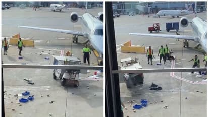 വിമാനത്തിന് തൊട്ടടുത്ത് നിയന്ത്രണം വിട്ട് 'വട്ടംകറങ്ങി' കേറ്ററിങ് വാഹനം; വീഡിയോ വൈറല്, സംഭവിച്ചത്