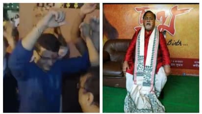 লাল পাঞ্জাবিতে চমকে দিলেন পার্থ, পাড়ার বিসর্জনে উদ্দাম নাচ সৌরভের