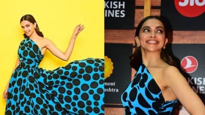 നീലയില് കറുത്ത പൊട്ടുളള ഗൗണില് അതിമനോഹരിയായി ദീപിക പദുകോണ്