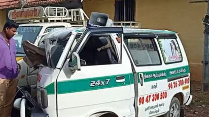 டிராக்டரில் பயங்கரமாக மோதிய ஆம்புலன்ஸ்..! ஓட்டுநர் சம்பவ இடத்திலேயே தலைநசுங்கி பலி..! விபத்தில் சிக்கியவர்களை மீட்க விரைந்து சென்றபோது நிகழ்ந்த சோகம்..!