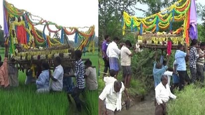 நெற்பயிர்கள் வழியே சடலத்தை சுமந்து செல்லும் அவலம்..! 50 ஆண்டுகளாக சாலை வசதிக்காக காத்திருக்கும் கிராமம்..!