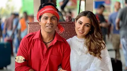 You can't miss this snap from 'Coolie No 1' sets featuring Varun Dhawan, Sara Ali Khan