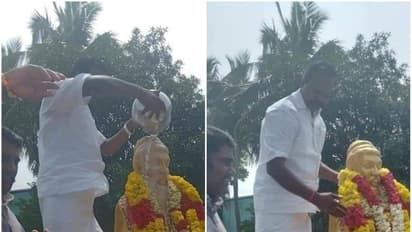 அவமதிக்கப்பட்ட வள்ளுவர் சிலைக்கு பாஜகவினர் பாலபிஷேகம்..! மாலை அணிவித்து வழிபாடு..!